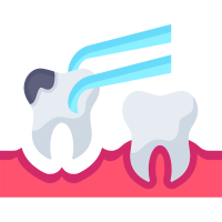 Icon depicting a tooth being extracted.