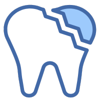 Cracked tooth and dental trauma icon