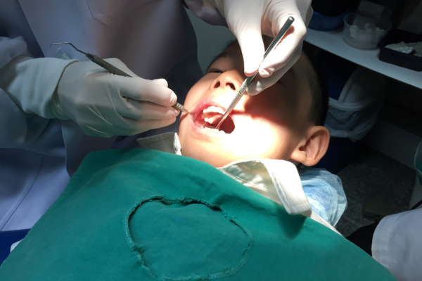 A child having oral surgery done in Naperville.